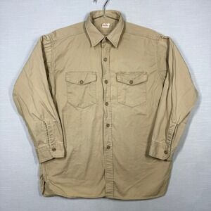 Vintage King Button Shirt Mens 16.5 M Large Tan Beige Longs Sleeve Workwear